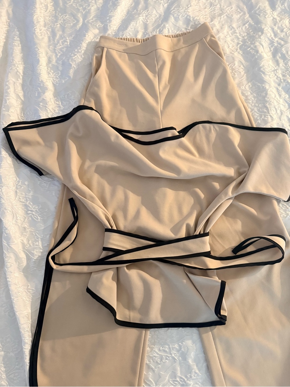 Tan and Black Neutral Two-piece Matching Top and pants size M